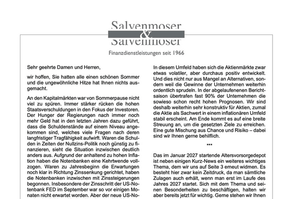 Screenshot der ersten Seite des Infobriefs zum 4. Quartal 2026